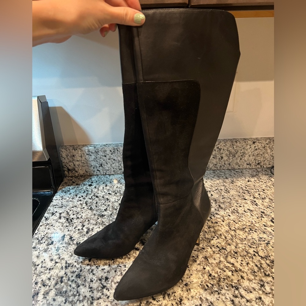 Ivanka Trump Black Leather Suede Boots Size 8